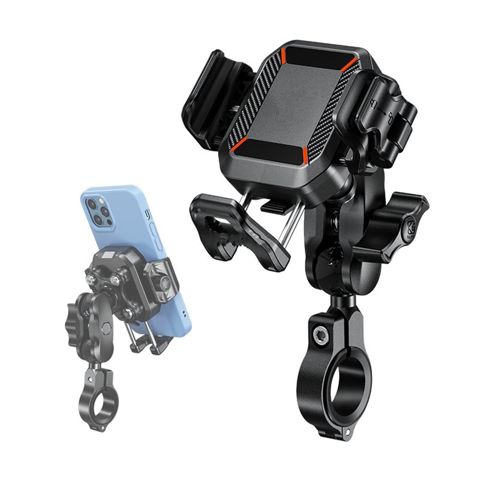 Soporte Antirrobo para Teléfono Móvil De Motocicleta con Amortiguador De Vibraciones, Liberación De Bloqueo De 1 Segundo, para 5,4-7,2"