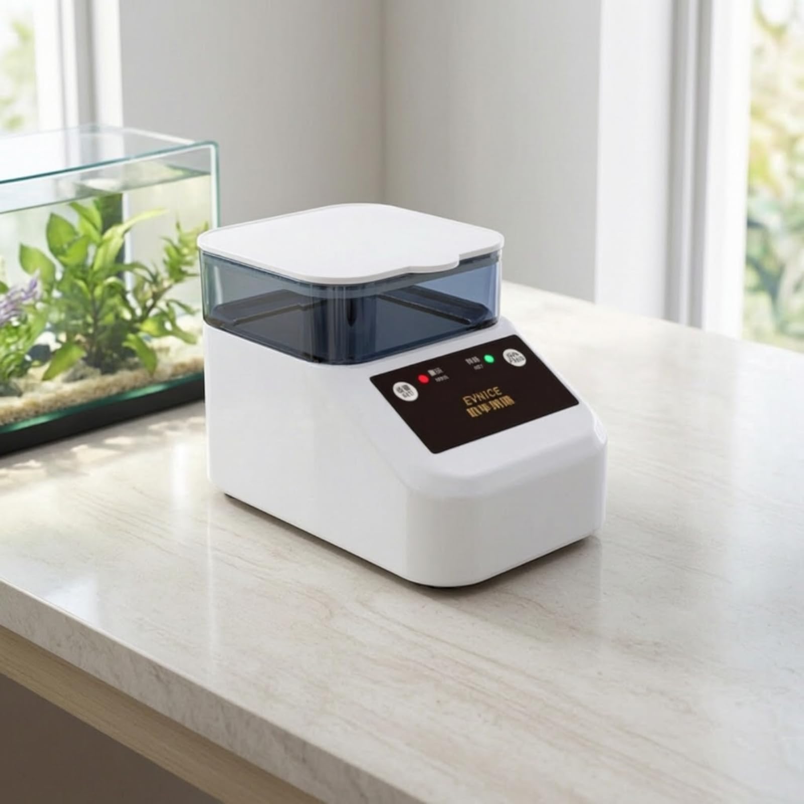 Distributore Automatico per Acquario Mangime Pesci Alimentatore Timer Programmabile Controllo da App Serbatoio Plastica Staffa di Fissaggio Adatto per, Bianco, 400ml