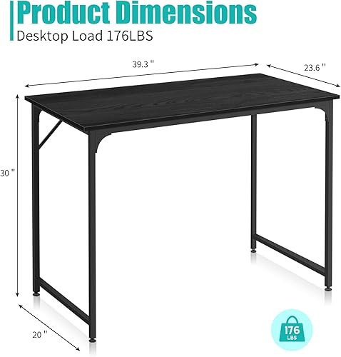 Miniatura 18 de YRLLENSDAN Escritorio grande de madera, escritorio para juegos de 48 pulgadas, escritorio moderno para escritura, estación de trabajo, mesa de