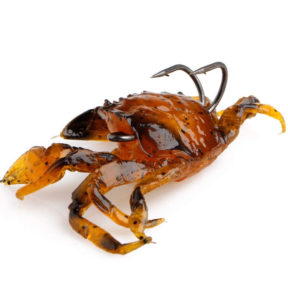 Lot De 10 Leurres Crabes Souples 3D - Marron - Simulation Eau Douce - 8*5 Cm