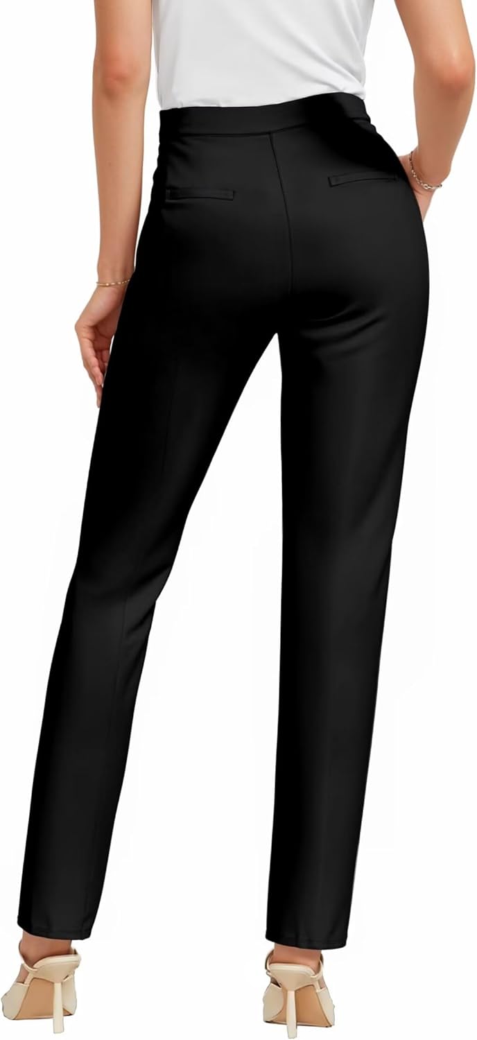 Hybrid & Company Women’s Straight Leg Pull On Pants – Ultra Stretch Ponte – Office & Casual Wear - Image 4