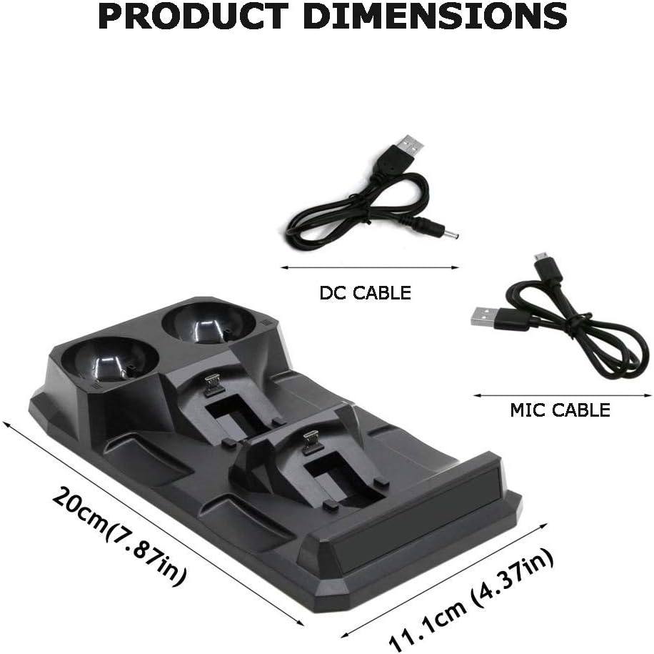 Seetwo Charging Dock Station for PS4 PSVR Controller Charger for PS4 PS Move Motion, 4 in 1 Charging Dock Charger Stand Fast Charging with LED Indicator
