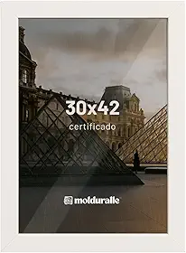 Kit 3 Moldura 30x42 Madeira Branco com Vidro para Certificado Quebra-cabeça Diploma Foto Decoração Sala Escritório Premium MOLDURALLE