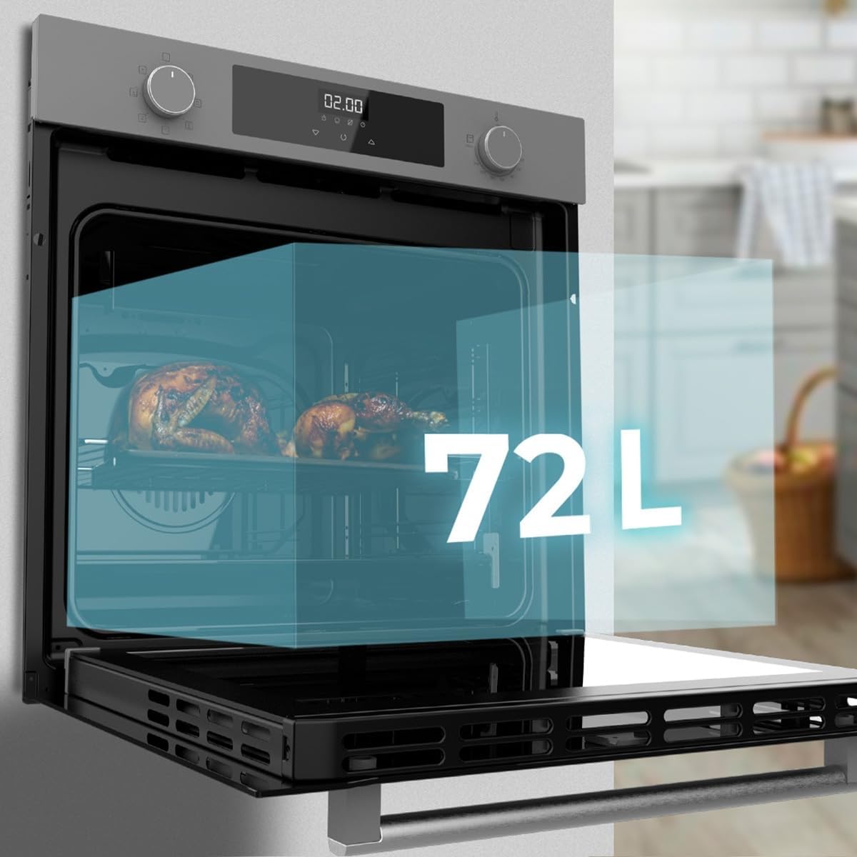 Cecotec Four Multifonction 60cm Bolero Hexa M226000 Glass Grey A. 2800W, 72L, 7 Fonctions, Mode Grill, Grill ventilé, Mode Convection, Defrost, Base vapeur X2, Steam EasyClean, Steam Assist