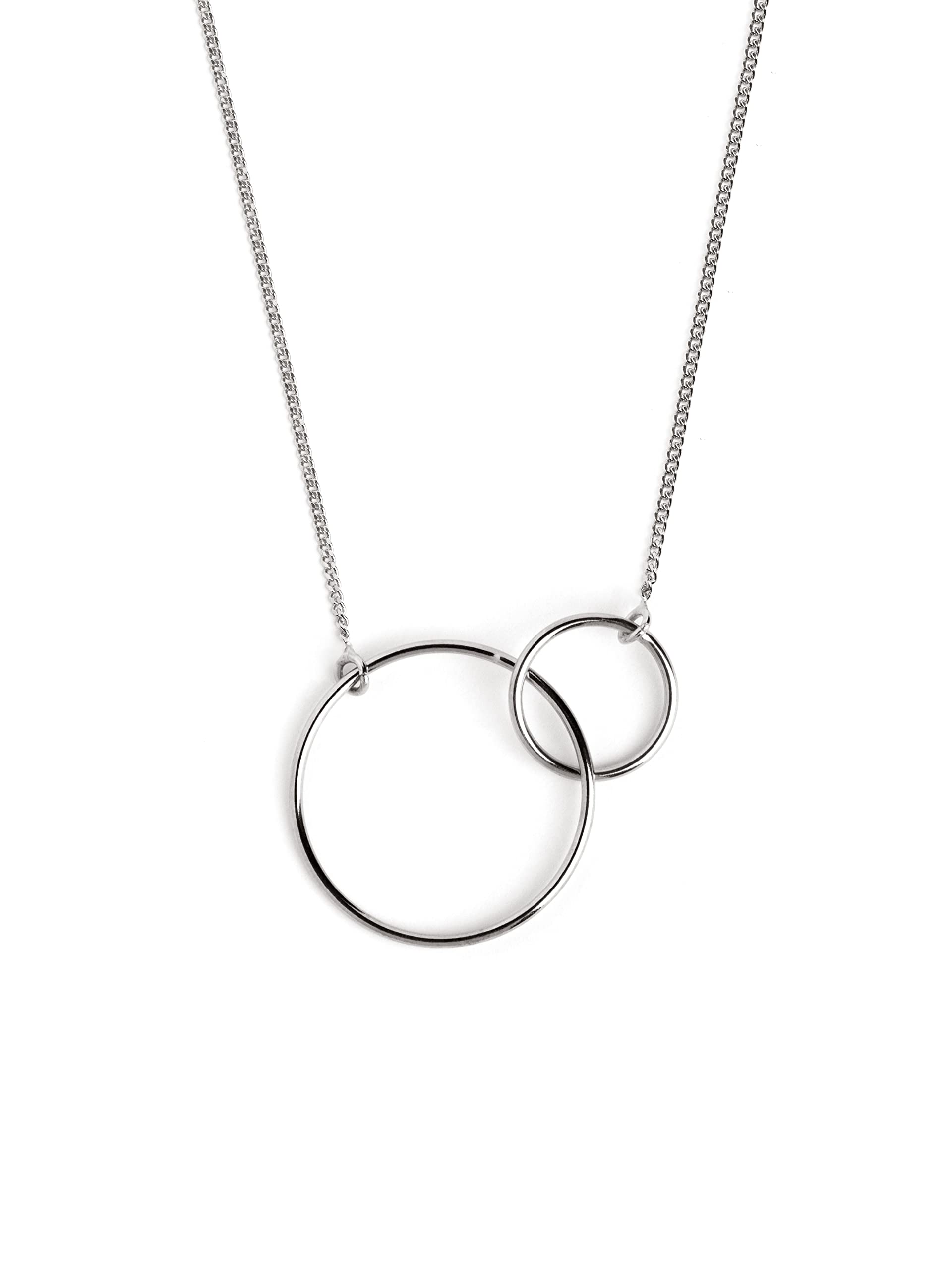 SINGULARU - Collar Sister - Colgante en Plata de Ley 925 y dos Aros Unidos - Cadena de Talla Unica - Joyas para Mujer - Hecho en España - Varios Acabados