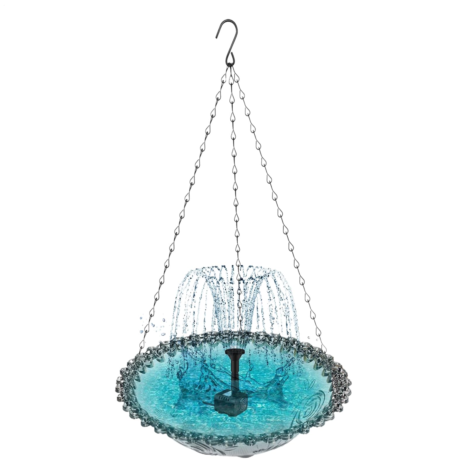 Générique Bassin À Oiseaux, Fontaine Solaire pour Oiseaux, Bain d'Oiseaux avec Fontaine, Abreuvoir Suspendu pour Colibris Décoration Jardin Balcon Terrasse Extérieur