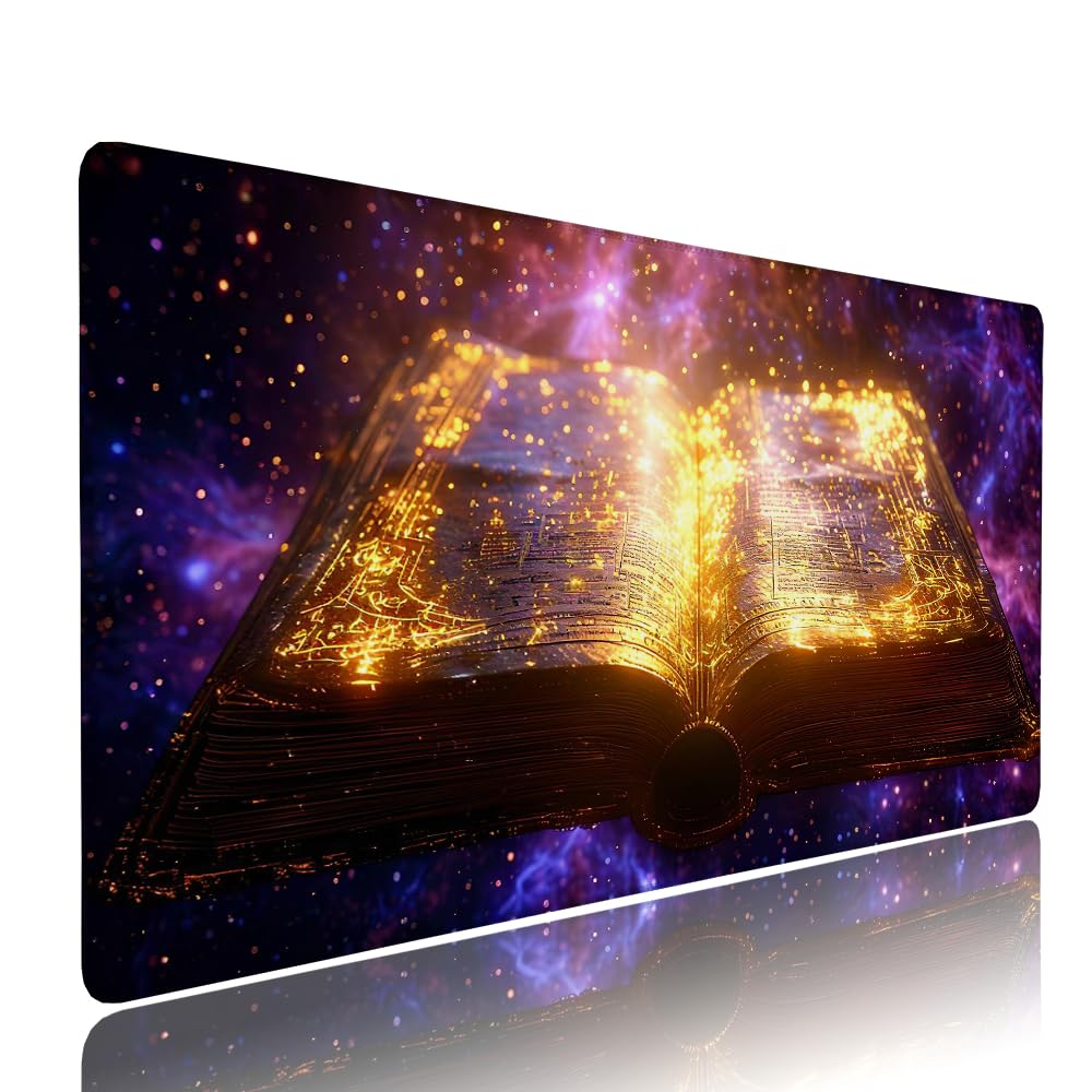Alfombrilla de Mouse para Juegos, Nero, XXL, Antideslizante, Impermeable, Diseño de Libro, Extendido, Grande, 1200x600x3mm, para PC, Laptop, Ufficio, Famiglia d-449