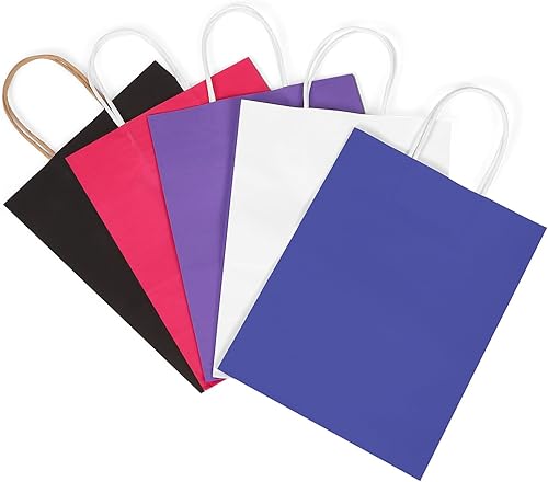 Miniatura 7 de REMTAP Bolsas de papel de regalo de 8 x 4.5 x 10.5 pulgadas, 50 bolsas de papel kraft con asas, bolsa de regalo a granel para bodas, fiestas