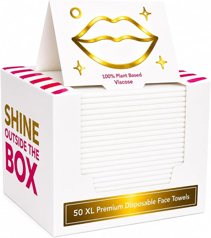 Toalhas faciais descartáveis XL Shimmer Anna Shine com 50 unidades, viscose 100%, 30 x 25 cm