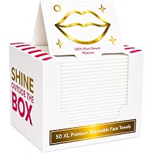 XL Disposable Face Towels 50 Count Ultra-Soft Lint-Free Dry Facial Wipes, 100% Viscose Towels for Skincare, Makeup Removal & Sensitive Skin