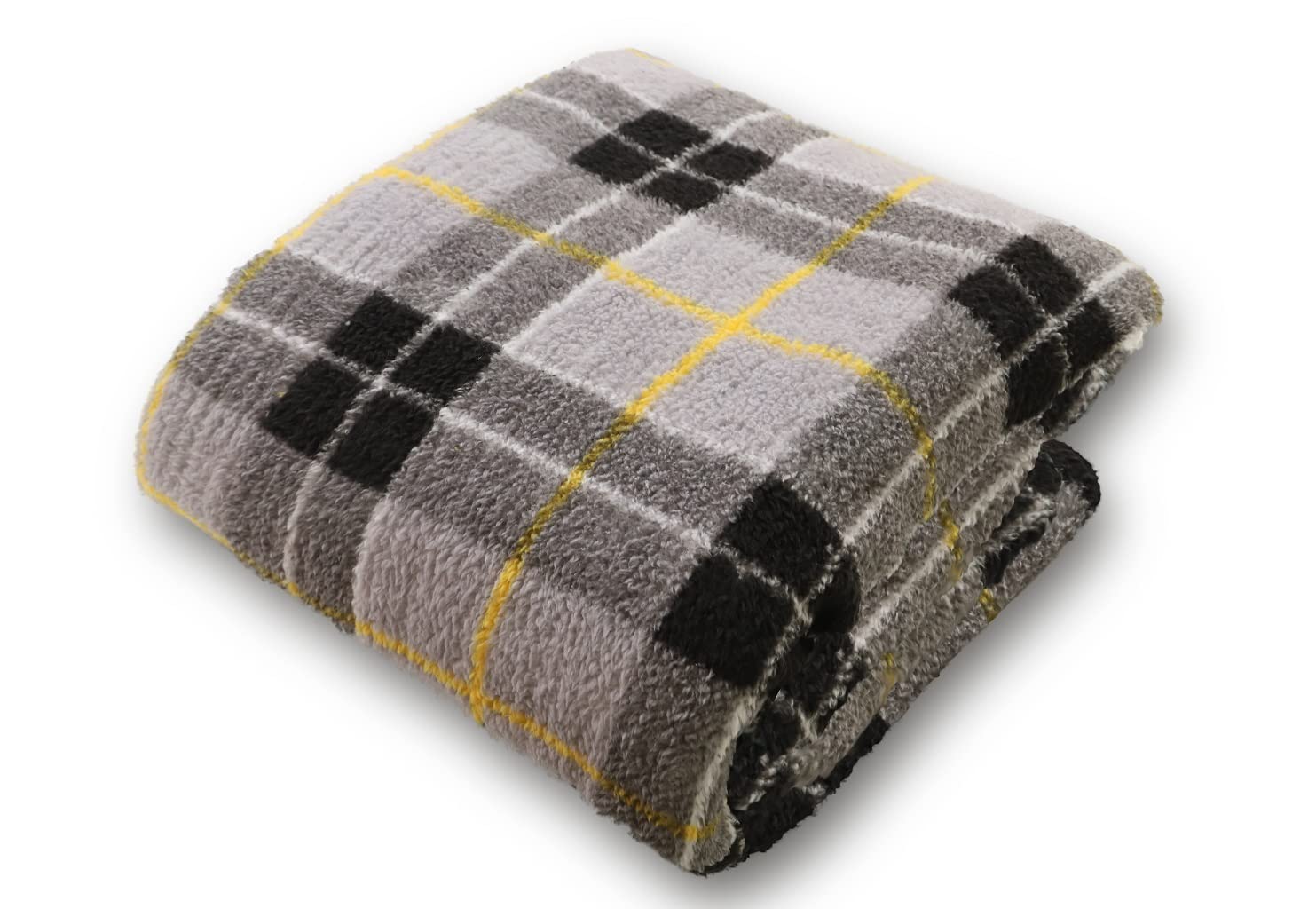 Night Zone Tartan Check Pattern Luxurious Throws Super Soft Warm Cosy Teddy Sherpa Fleece Sofa and Bed Fleece Blankets (Grey, 150 x 200 cm)