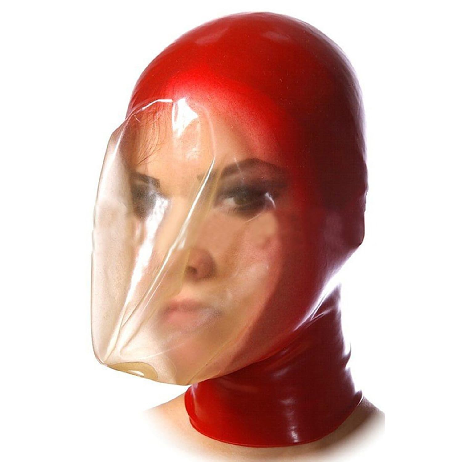 WXLPCGO Latex Hood Natural Rubber Hood Full Face Mask for Cosplay BDSM Club Handmade Unisex Fetish(Size:M-65CM)