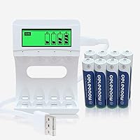 Vista 7 de Deleepow Baterías recargables AAA Ni-MH 1100mAh 1200 ciclos (8 piezas) con cargador de batería inteligente LCD para baterías recargables AA AAA