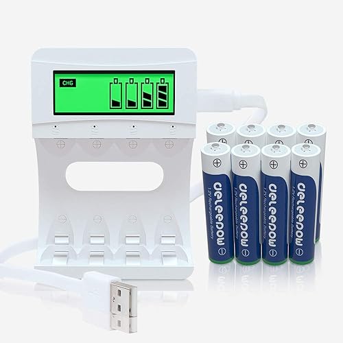 Miniatura 9 de Deleepow Baterías recargables AAA 1100mAh Ni-MH Batería recargable 1.2V tamaño AA paquete de 8 con cargador y paquete de 8 pilas recargables AA Nimh