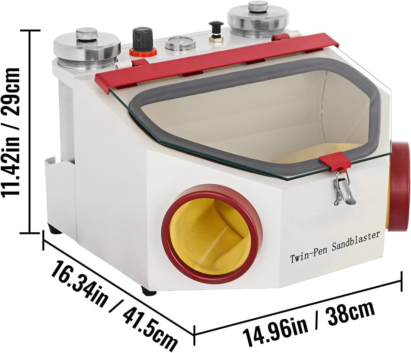 Twin Pen Sandblaster Double Pen Sand Blaster Machine for Dental Lab 2 Tanks Lamp