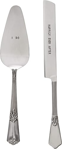 Mud Pie 4635002 Juego de servir pastel de boda y cuchillos, color plateado