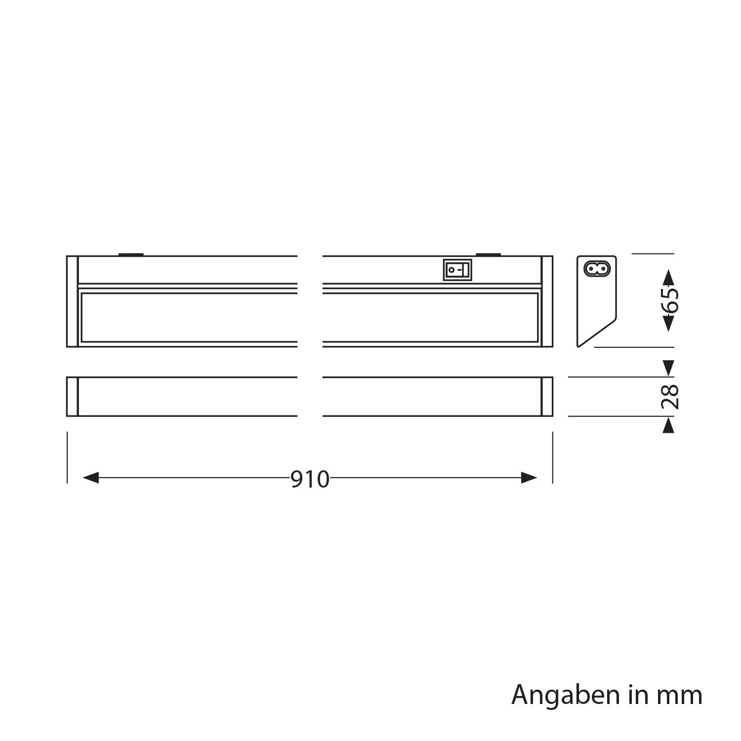 ledscom.de LED Unterbau-Leuchte LIWO 91cm, schwenkbar, mit Schalter,16W, je 1444lm, warmweiß, 4er Set
