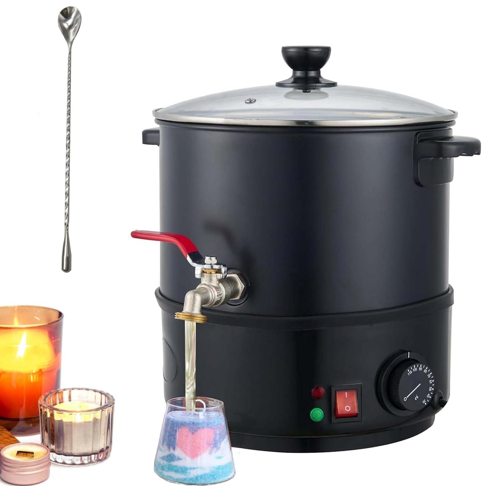 Grande vaso per sciogliere la cera con controllo della temperatura e rivestimento antiaderente per realizzare candele e sapone