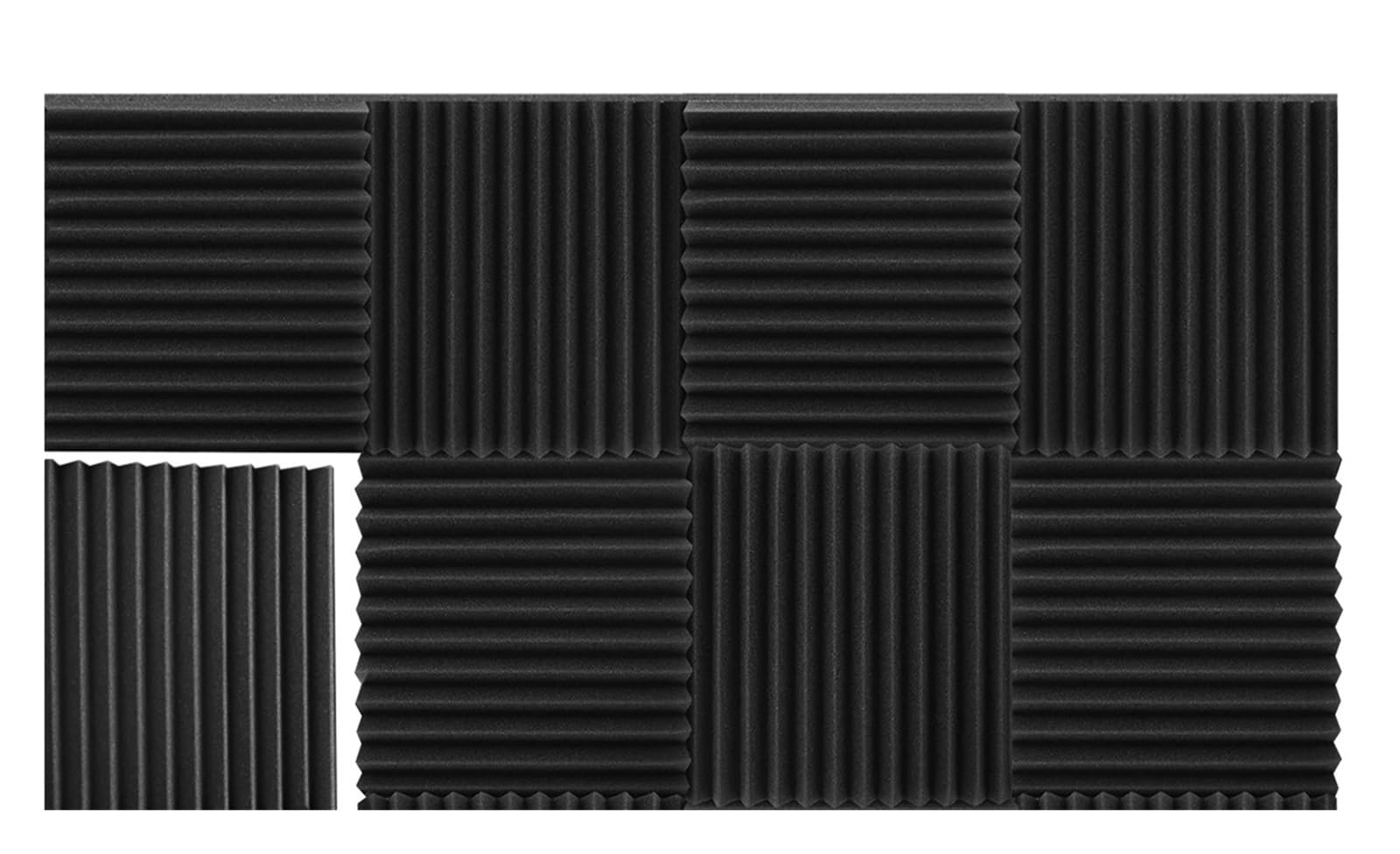 Akustik Schaumstoff 52 Stück Akustikschaumplatten, 2,5 x 30,5 x 30,5 cm, große schalldichte Schaumstoffplatten for Wände, keilförmige schalldichte Wandpaneele, Acou