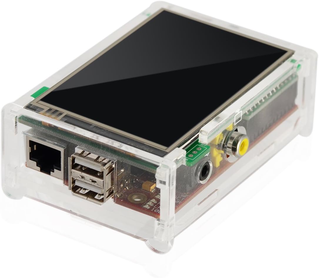 3.5 Inches Raspberry Pi Touch Screen Display Monitor 480x320 LCD Touchscreen Kit with Transparent Case and Heatsinks (Raspberry Pi B)