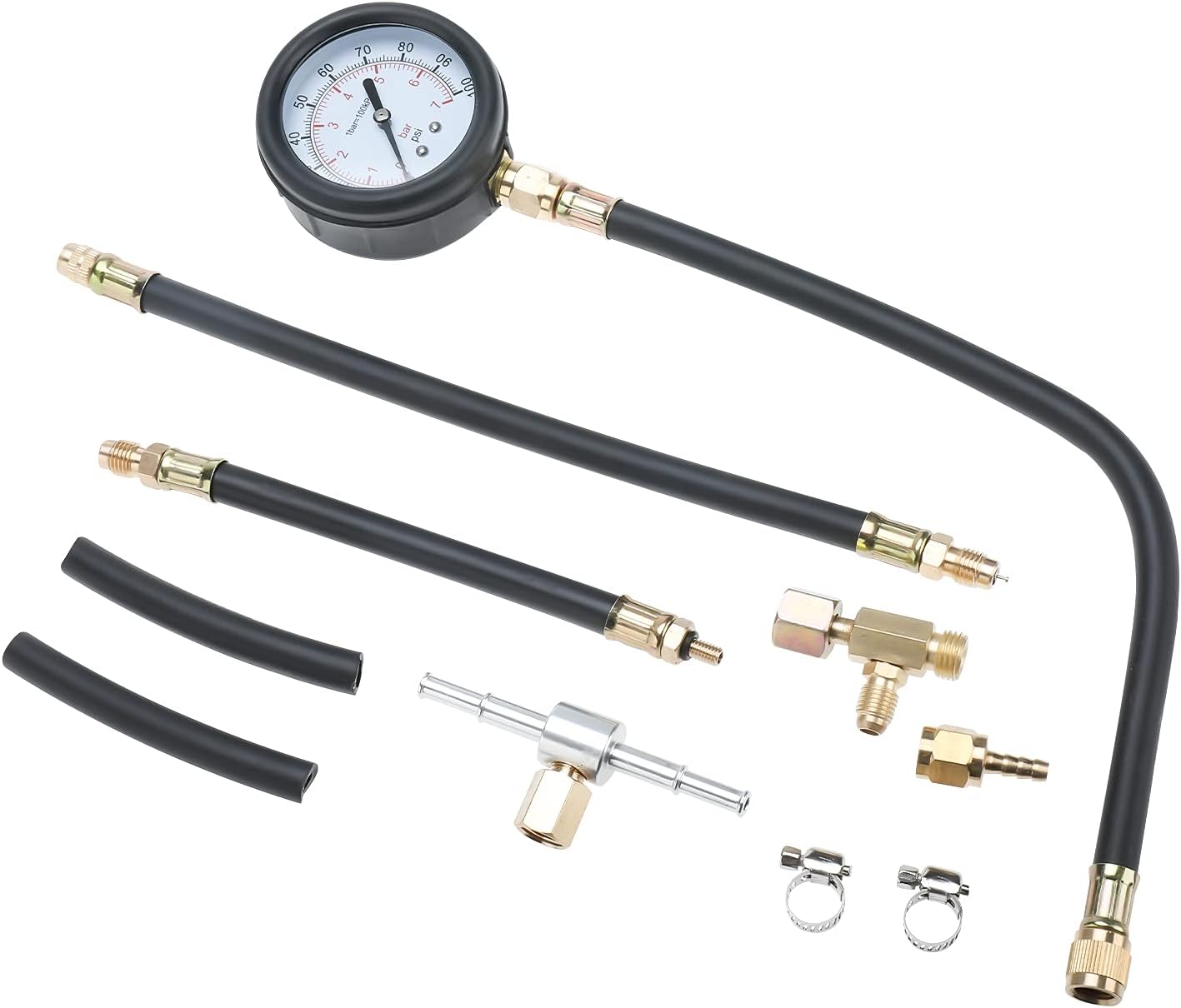 KUNTEC Fuel Injection Pump Pressure Tester Gauge Kit Universal Car Gasoline Fuel Oil Injector Diagnostic Test Set 0-100 PSI for Car Motorcycle Truck RV SUV & ATV : Automotive