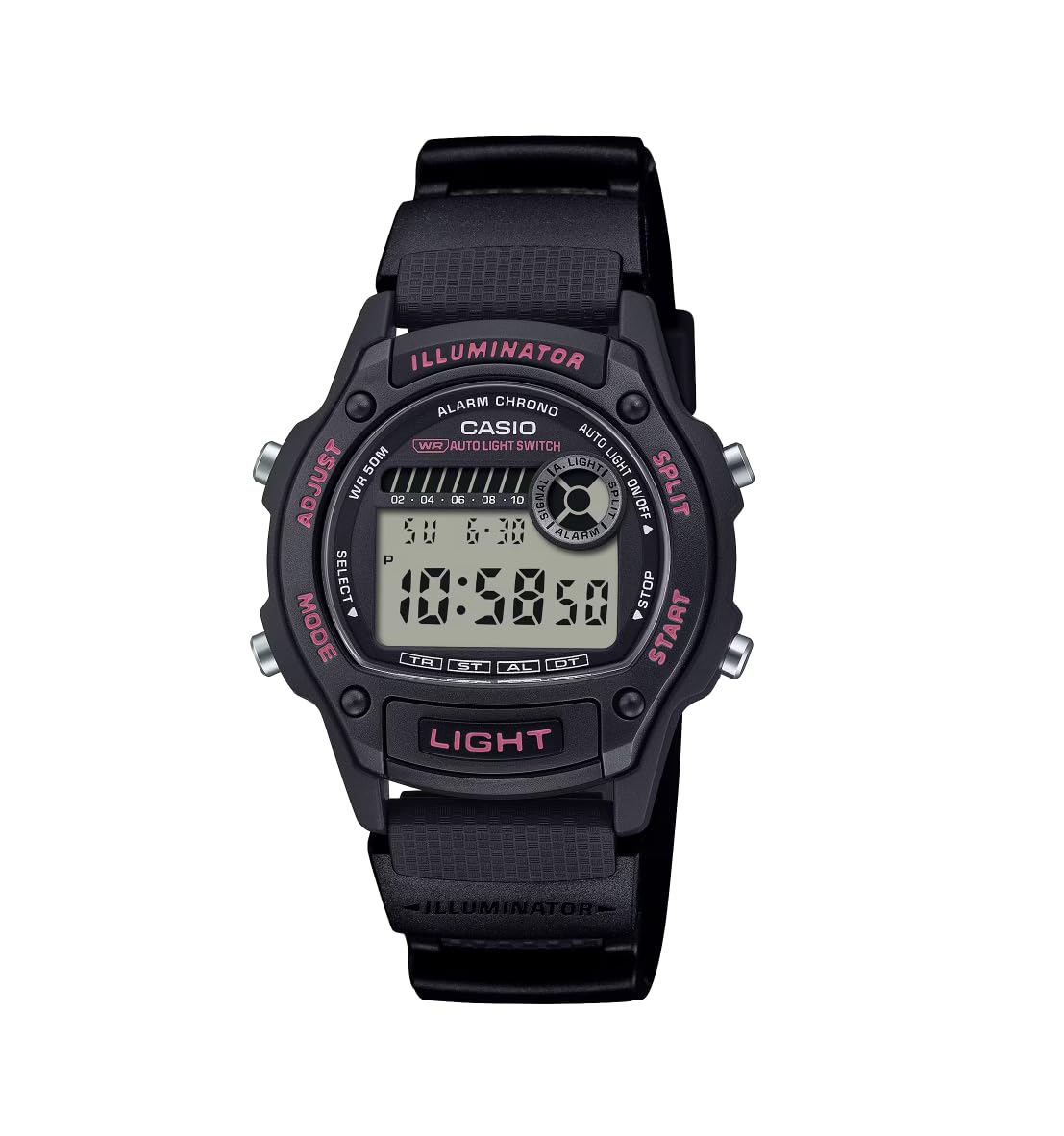 Casio W-220H-1A2VDF Orologio Digitale Unisex Nero con Rosa