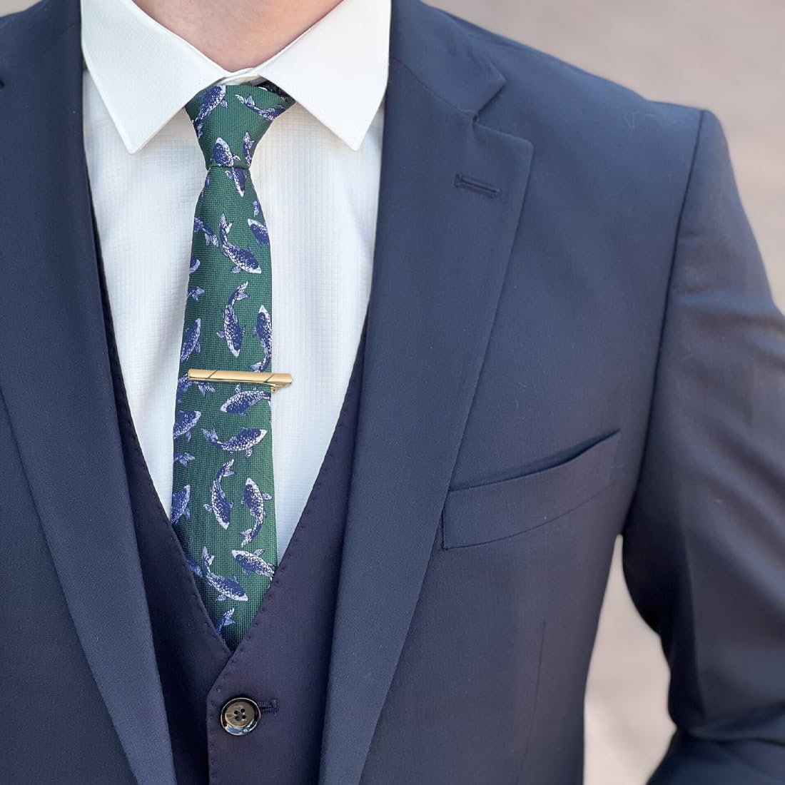 Krawattennadel 4 Stück Klassischer Business-Stil Für Herren, Weiß Schwarz Blau Gold, Standardgröße