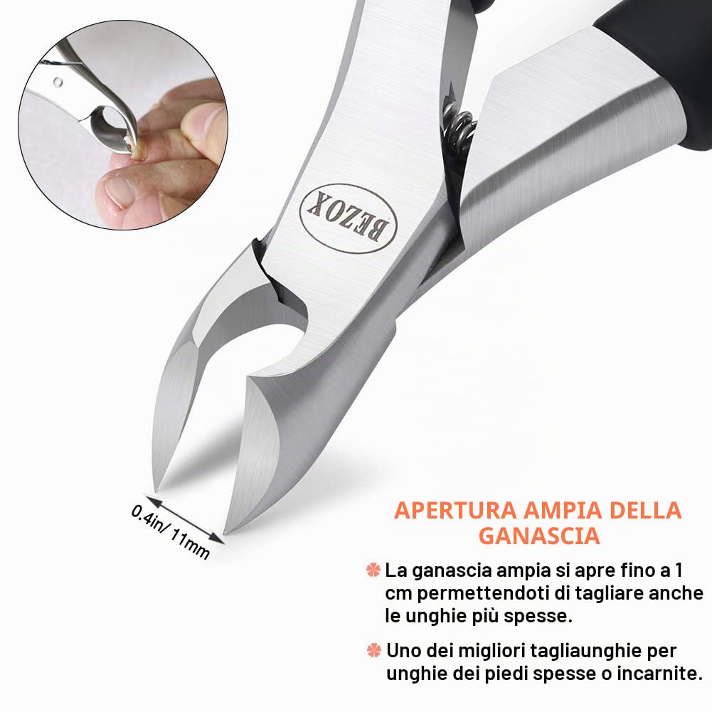BEZOX Tronchesino Tagliaunghie di Precisione per Piedi Unghie Spesse Incarnite con Custodia