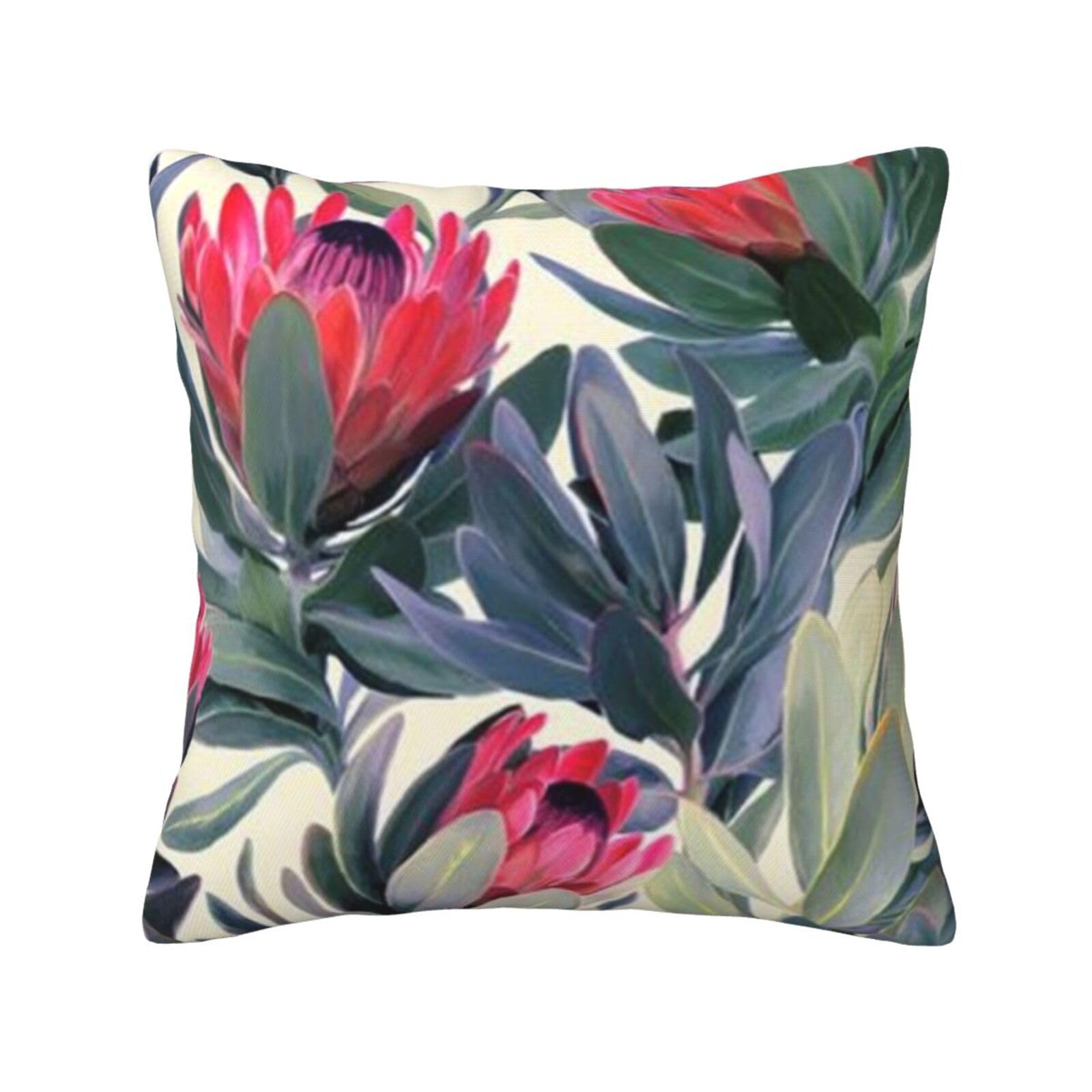 Throw Pillow Cases Protea Paradise Printed Square Pillowcase Soft Durable Decorative Cushion Cover for Couch Bed Sofa Bedroom 18"X18"
