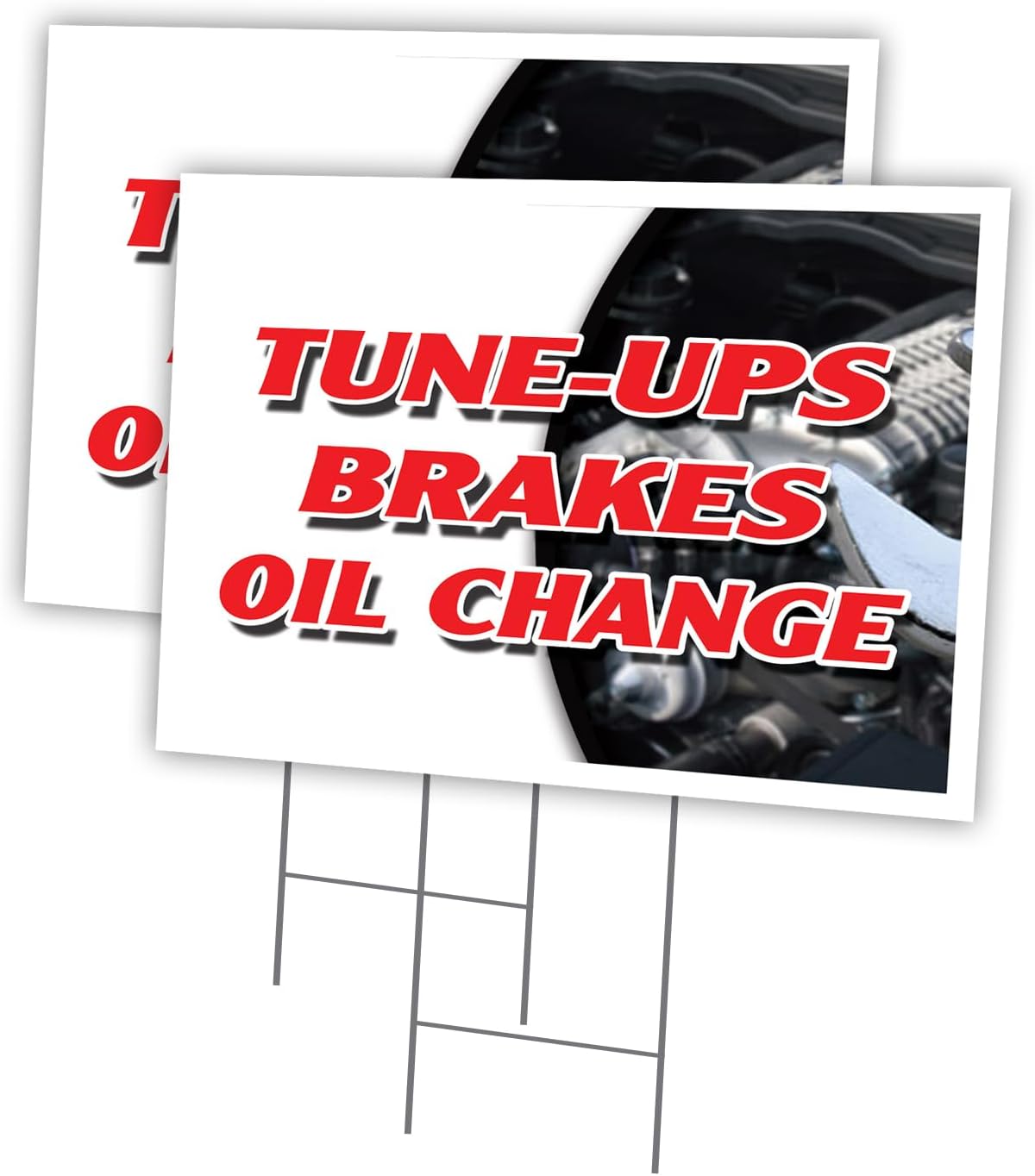Tune UPS Brakes Oil Change 2 Pack of 12" x 16" Yard Sign & Stake | Advertise Your Business | Stake Included Image On Front Only | Made in The USA