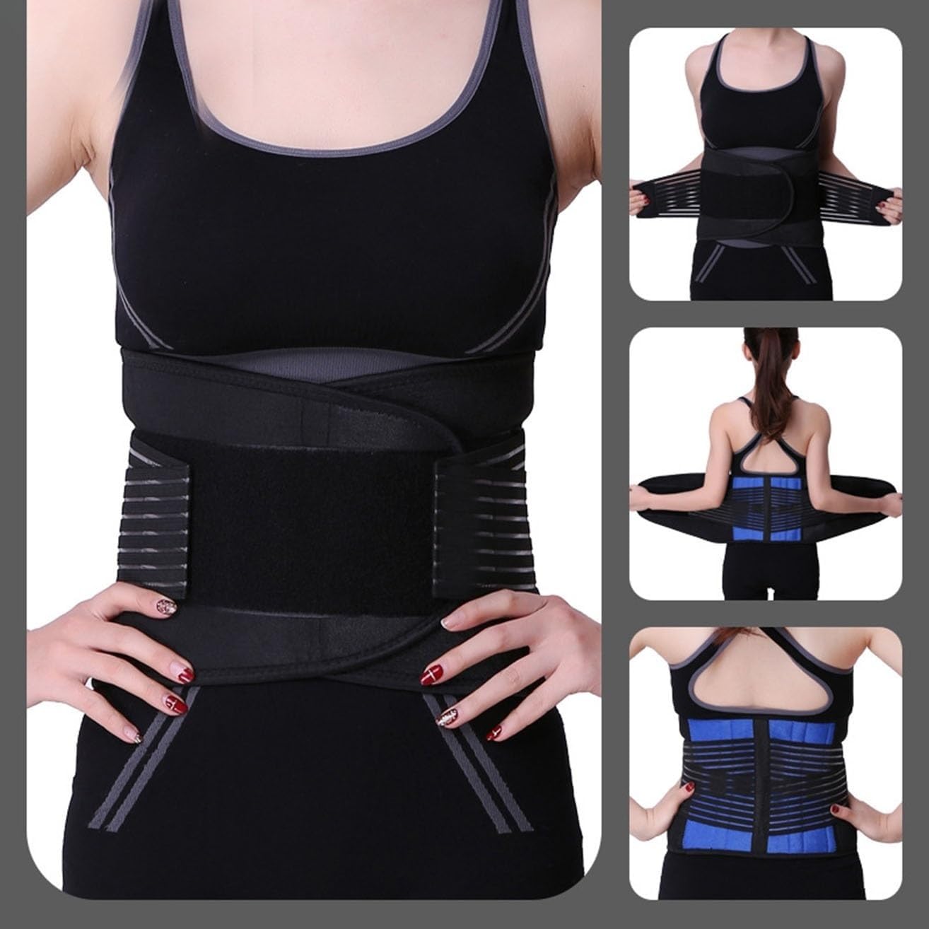 Big Size 5XL 6XL Lumbar Decompression Belt Back Brace Men Women Double Pull Support Waist Pain Relief Age Belt Tummy Tuck Sports Fitness Waist Trainer (Blue Small)