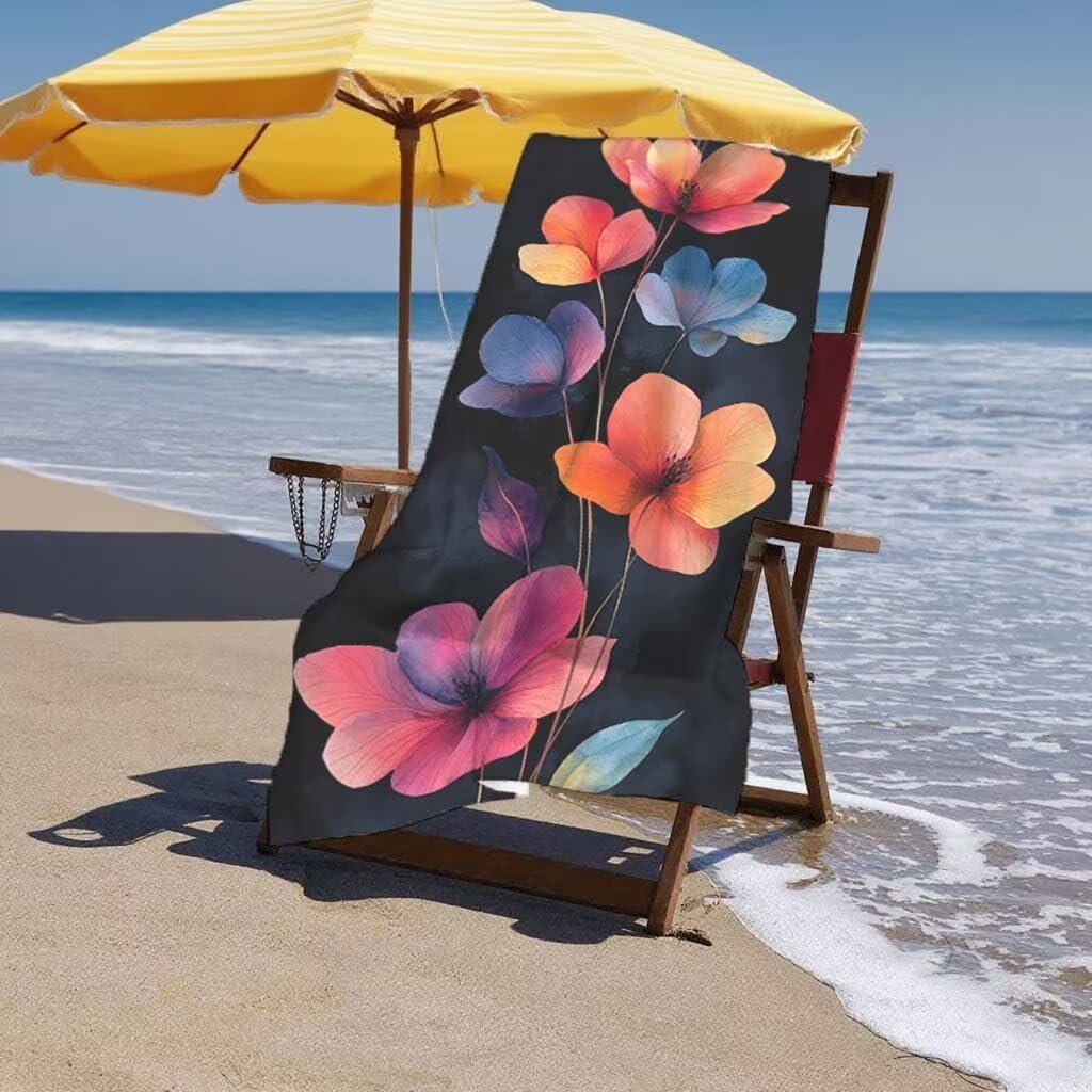 Telo Mare XXL 220x100cm/35x70cm, 2 Set Telo Mare Microfibra Nero Asciugamano Palestra Uomo, Antisabbia, Leggero, Asciugatura Rapida, Teli da Spiaggia Grandi Accessori per Camping Natation Yoga H-64