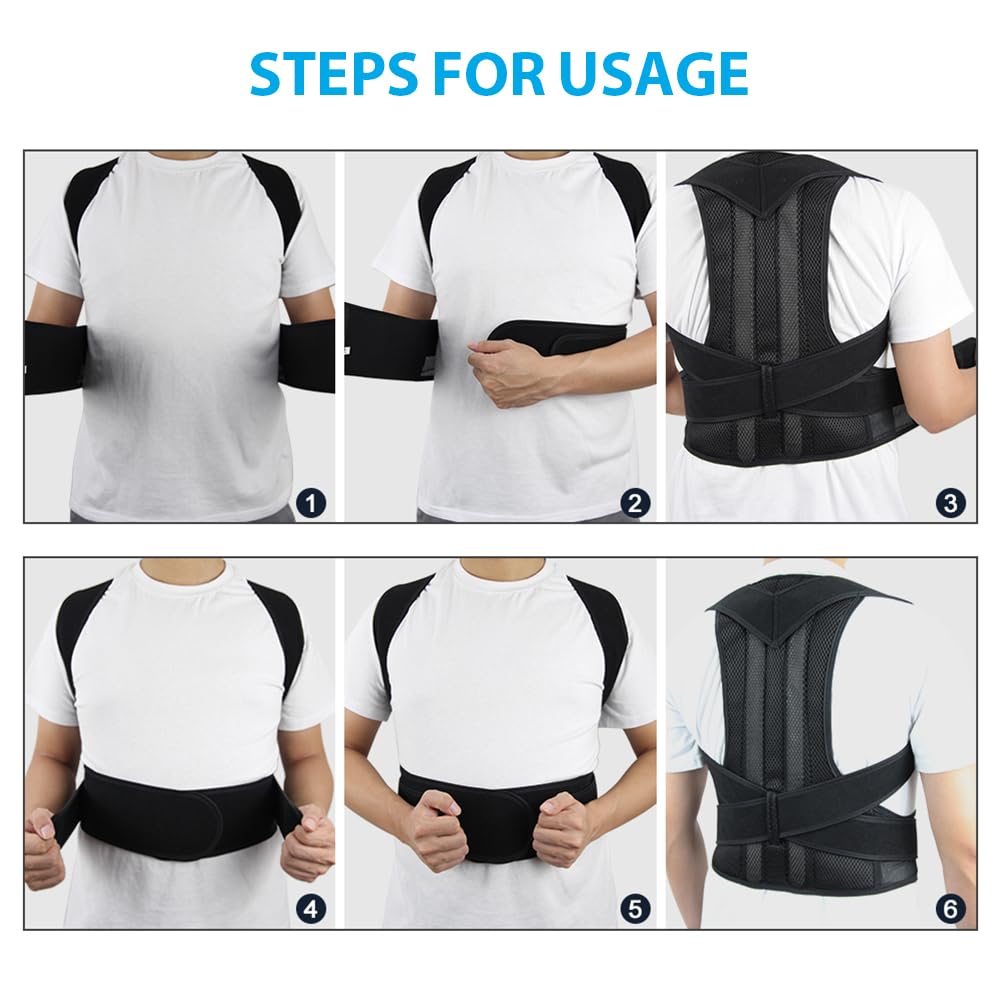 Correcteur De Posture Lombaire - Ceinture/gilet Réglable - Taille M-XXL - Noir - Neuf