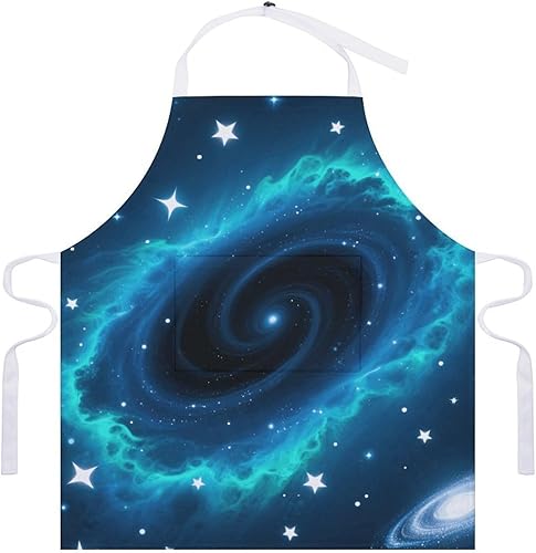 Miniatura 7 de MUSM Apron for Adults - 27.6 X 31.5 Inch, Heavy-Duty Polyester Aprons with Two Large Pockets, Waterproof Galaxy Kitchen Apron for Cooking, Grilling,