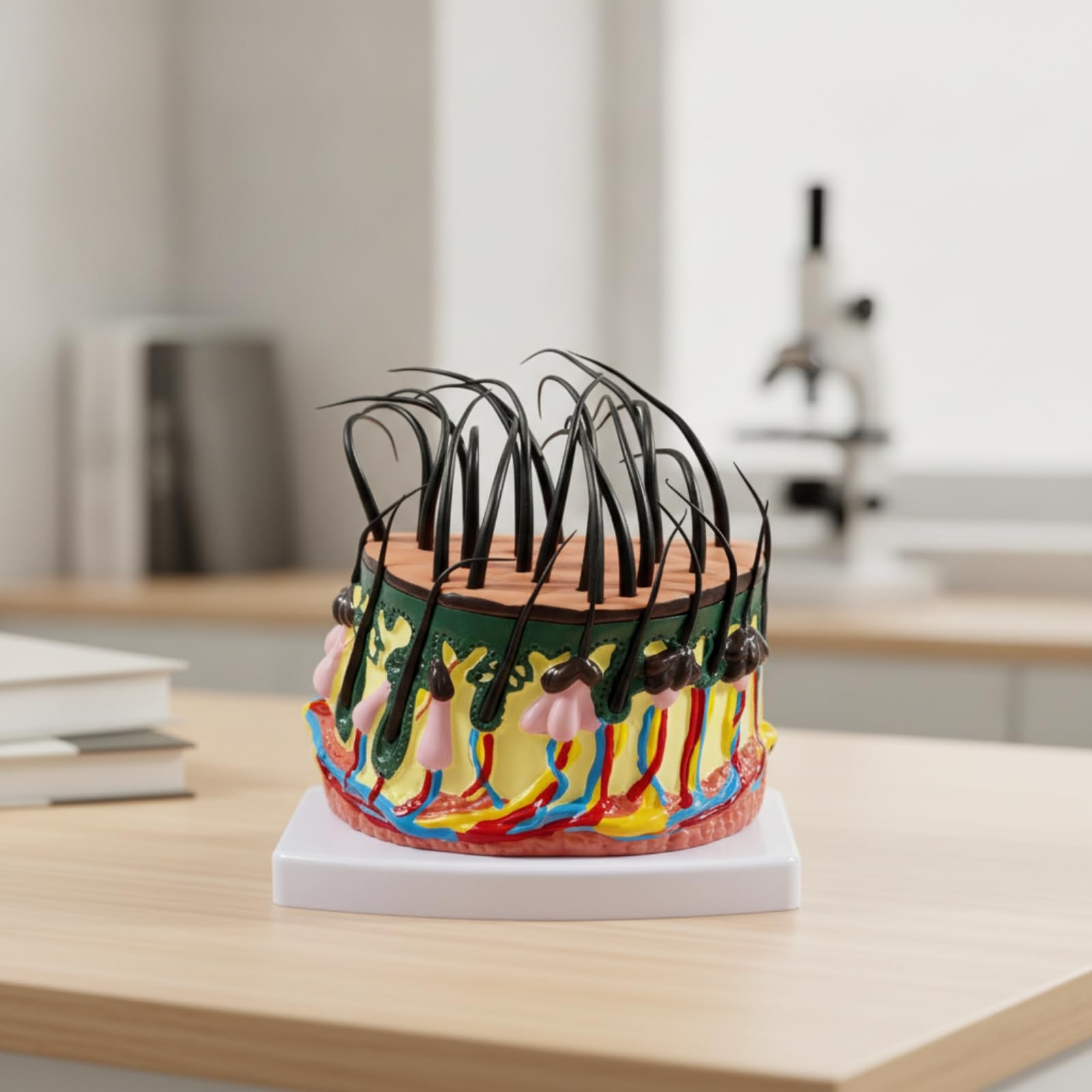 Modello Strutturale Della Pelle con Capelli Didattico Modello di Pelle con Capelli Tridimensionale per Studenti