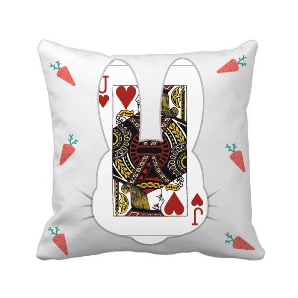 Coussin carré lapin et cartes de jeu housse décoration canapé avec plaid intérieur