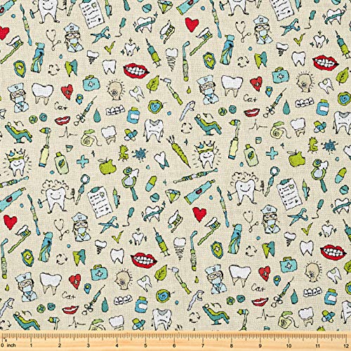 Premium 58-Inch Decorative Fabric by The Yard for Quilting, Apparel, Crafts, and Home Decor - Dental Sketch Pattern 3 Premium 58-Inch Decorative Fabric by The Yard for Quilting, Apparel, Crafts, and Home Decor - Dental Sketch Pattern - Image 2