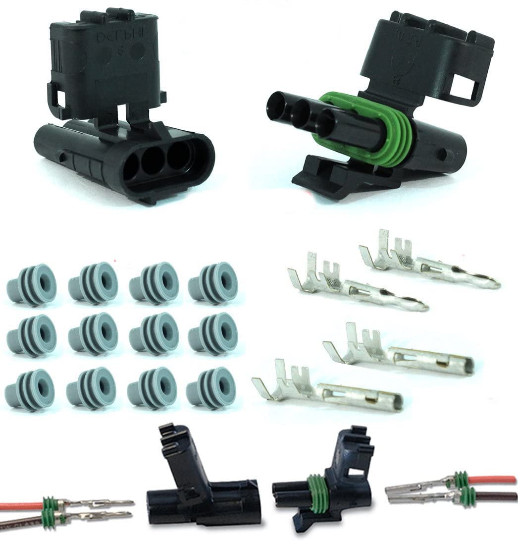 APTIV Packard 2 Completed Set (3 Circuits) Weatherpack, Waterproof, Terminal Kit 14, 16 AWG