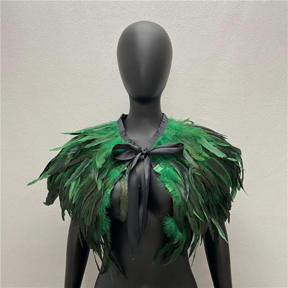 Générique Cape Plume Gothique Écharpe Col Châle Déguisement Halloween Épaulettes pour Femme Cosplay