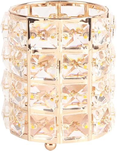 Miniatura 6 de Organizador de bolígrafos de almacenamiento de escritorio, soporte para lápices de cristal, para brochas de maquillaje, vajilla y escritorio (dorado)