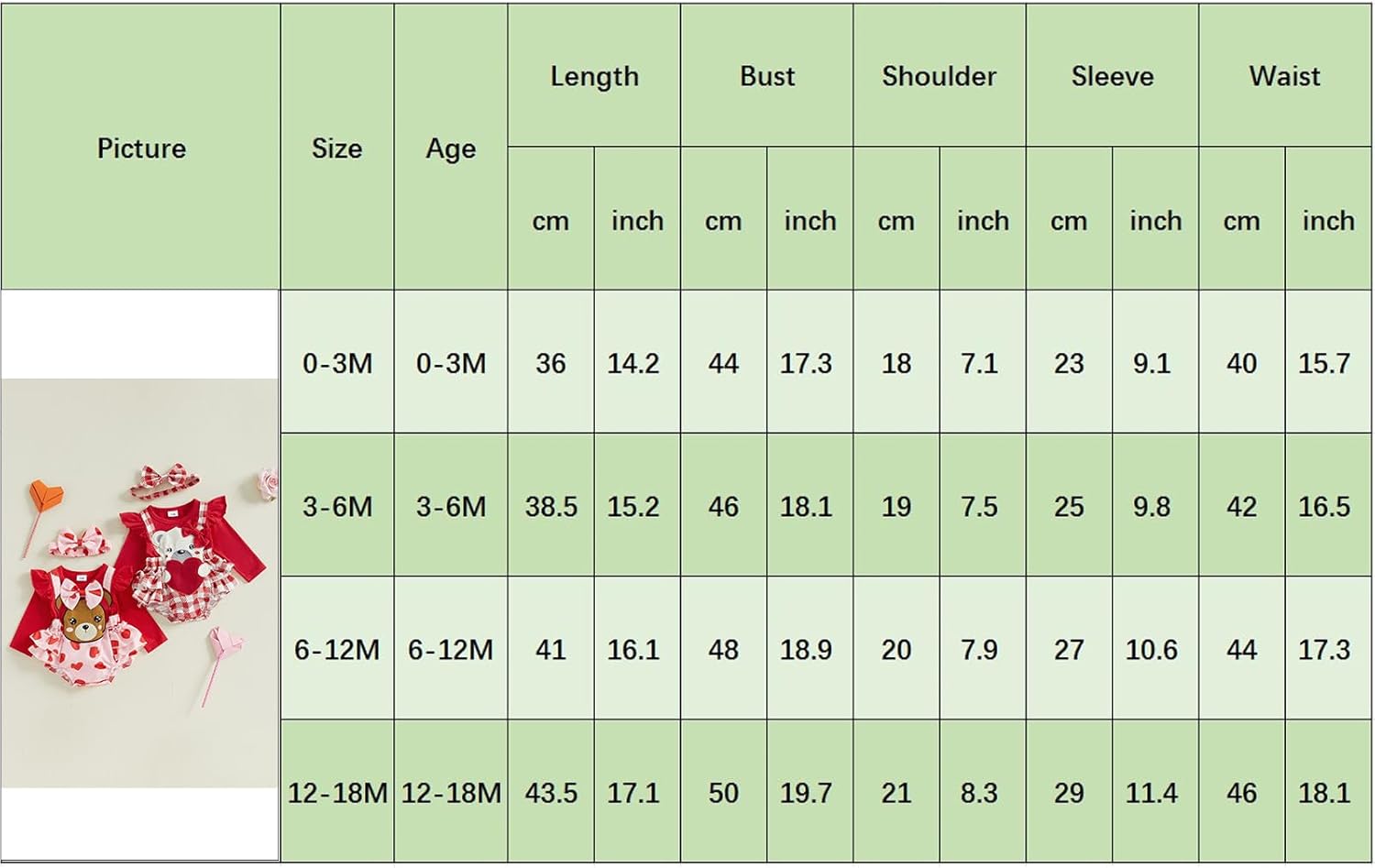 MoZiKQin Baby Girl Valentines Outfit Newborn Romper Dress Love Heart Print Long Sleeve Ruffle Skirt Jumpsuit+Headband - Image 7