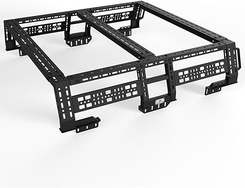 CLAMBER Overland Estante de cama para camioneta de tamaño mediano consin rieles de cama, ancho ajustable compatible con Tacoma, Gladiator, Ranger,