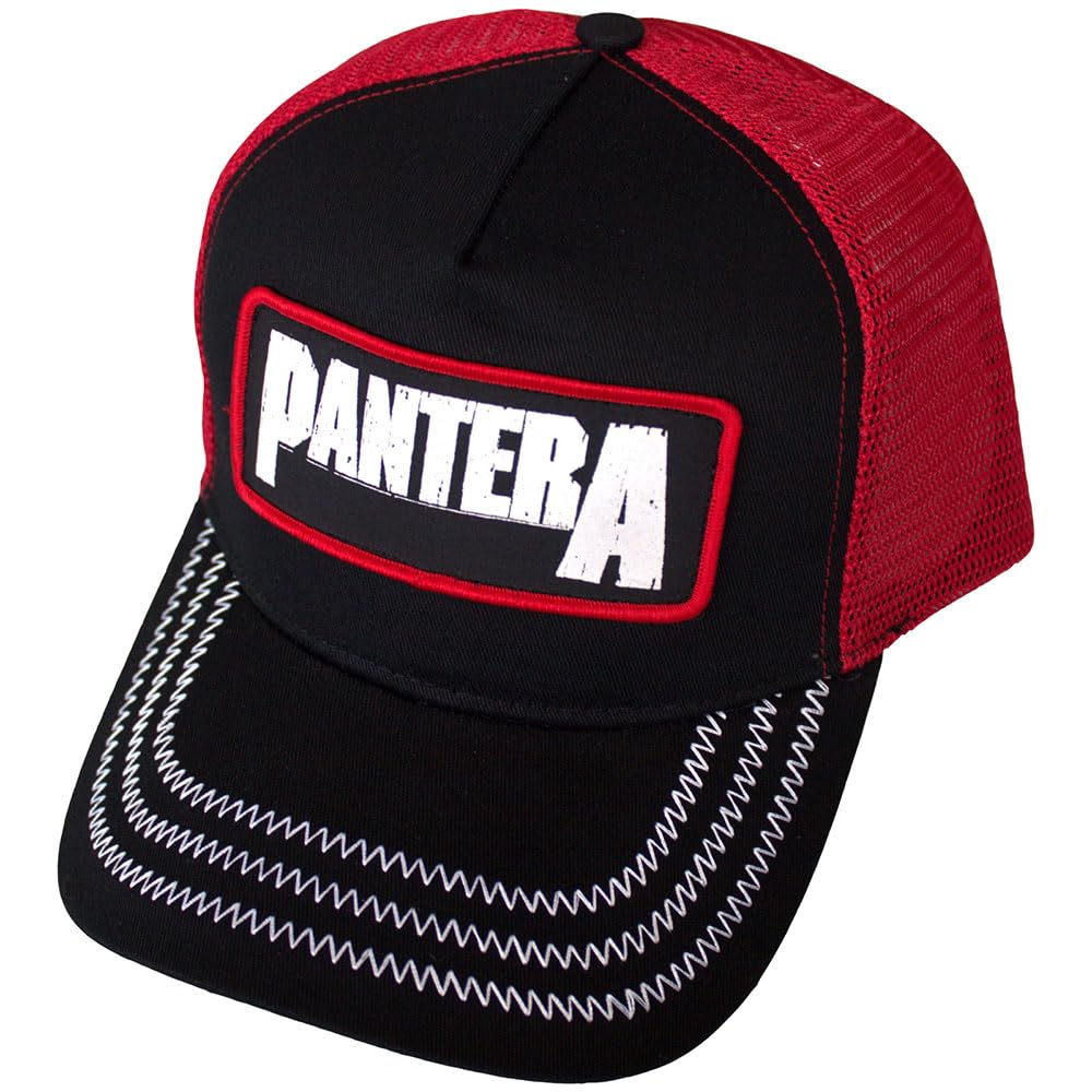 Pantera Mesh Back Cap: B&W Patch (Black & Red) OFFICIAL NEW