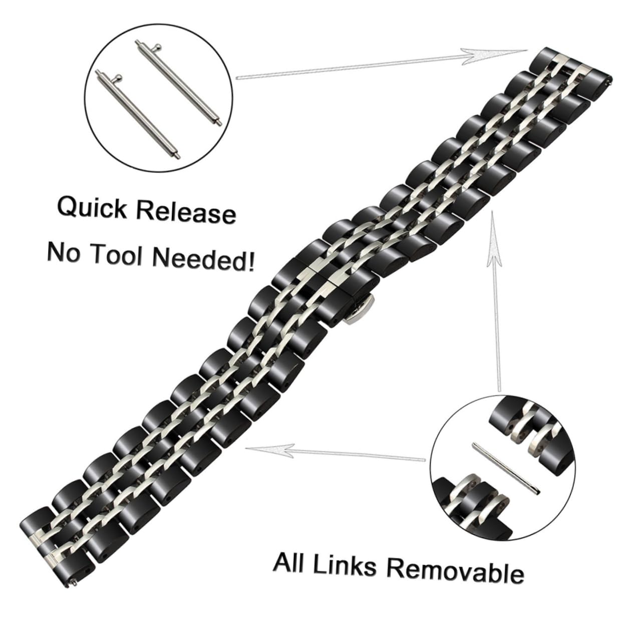 jojofuny Bracelet De Montre De Mode Bracelet De Montre Intelligente Bracelet De Montre En Acier Inoxydable Bracelet De Montre Intelligent S3