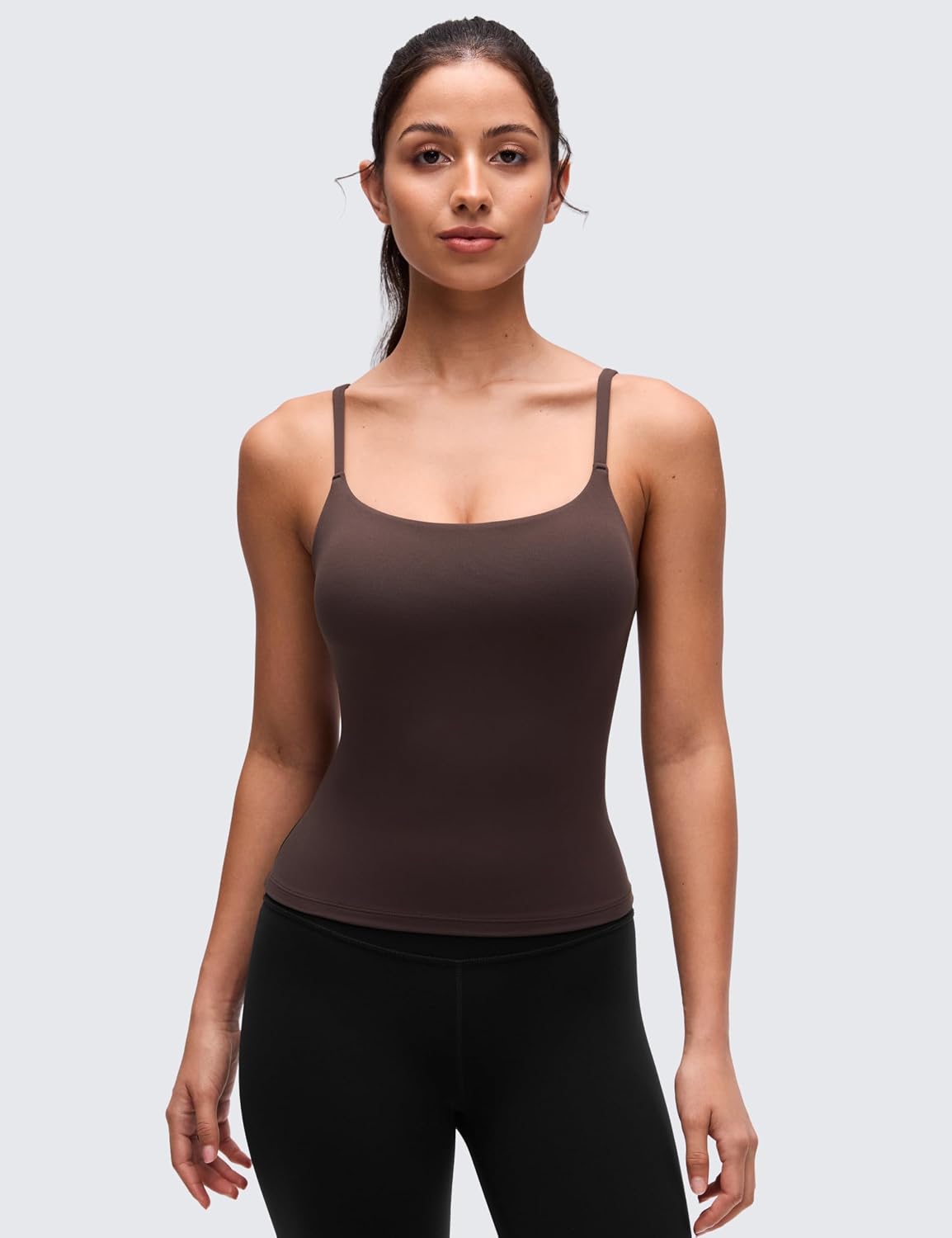 CRZ YOGA Softretch U Neck Padded Tank Tops for Women