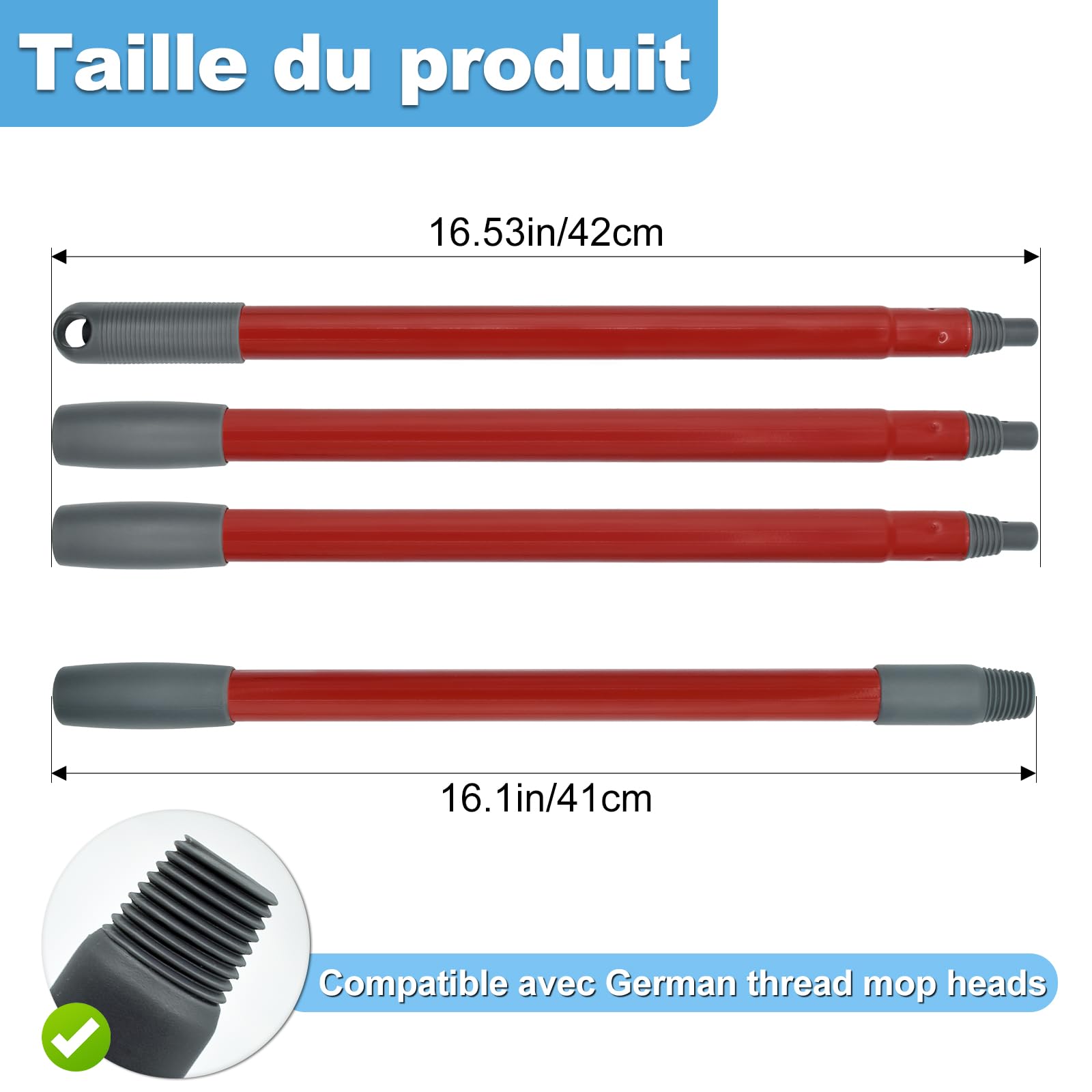 Manche De Rechange 4 Sections Pour Balai Vileda Spin Turbo - Tige Réglable Compatible EasyWring Turbo Smart