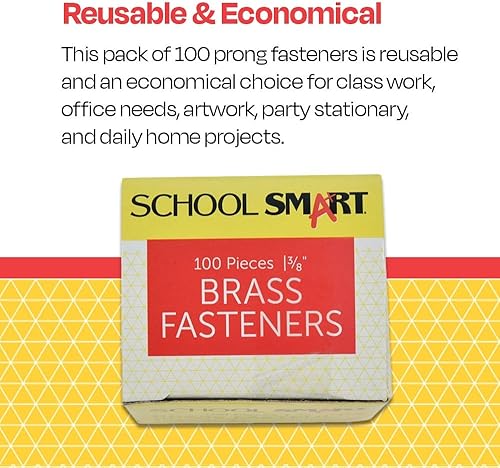 Miniatura 7 de School Smart Sujetadores de latón, 3/8 pulgadas, paquete de 100