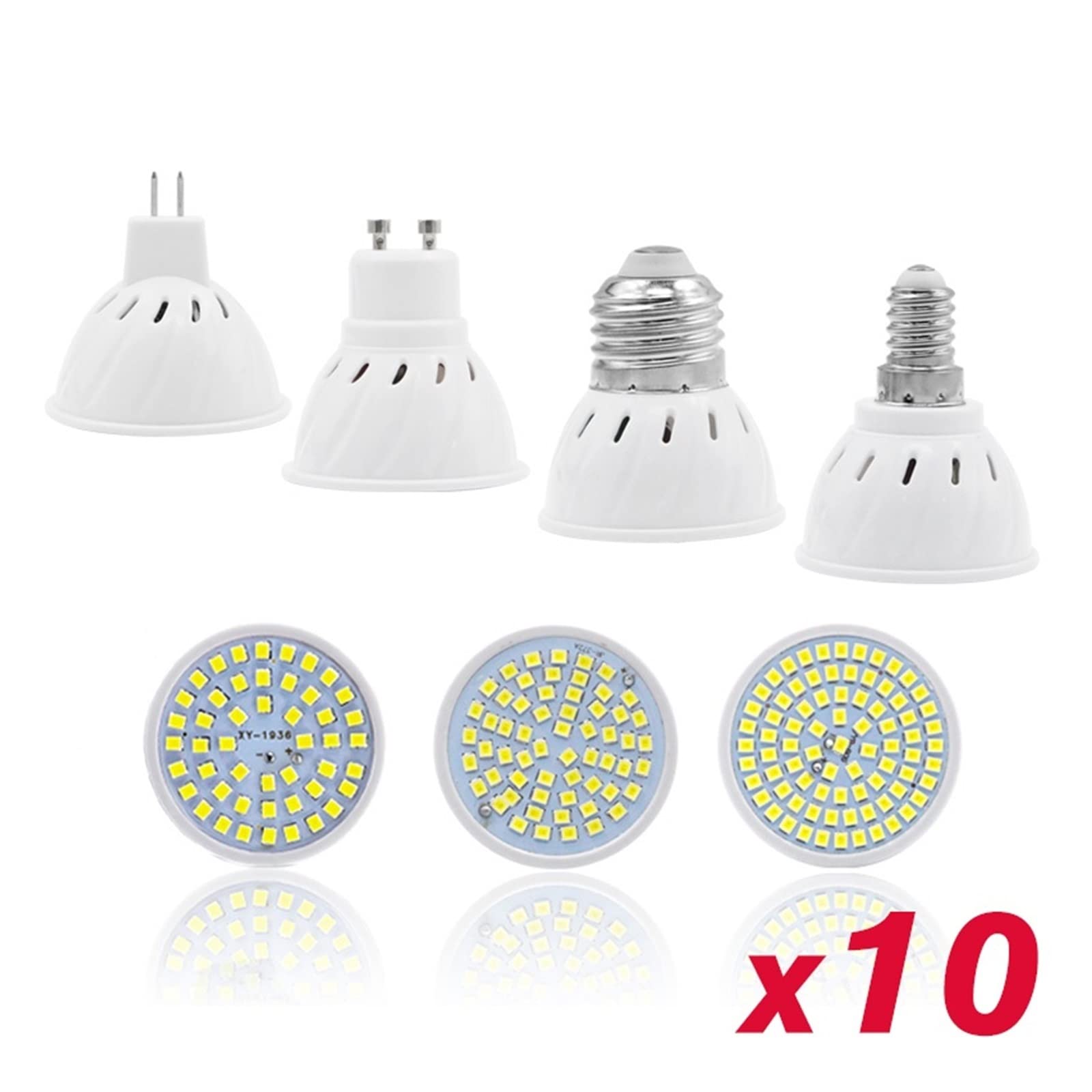 10 pz LED Lampada E27 E14 GU10 MR16 220 V LED Lampadina Faretto 48 60 80 LED 2835 Faretto (Color : Cold White, Size : GU10-80LEDS)
