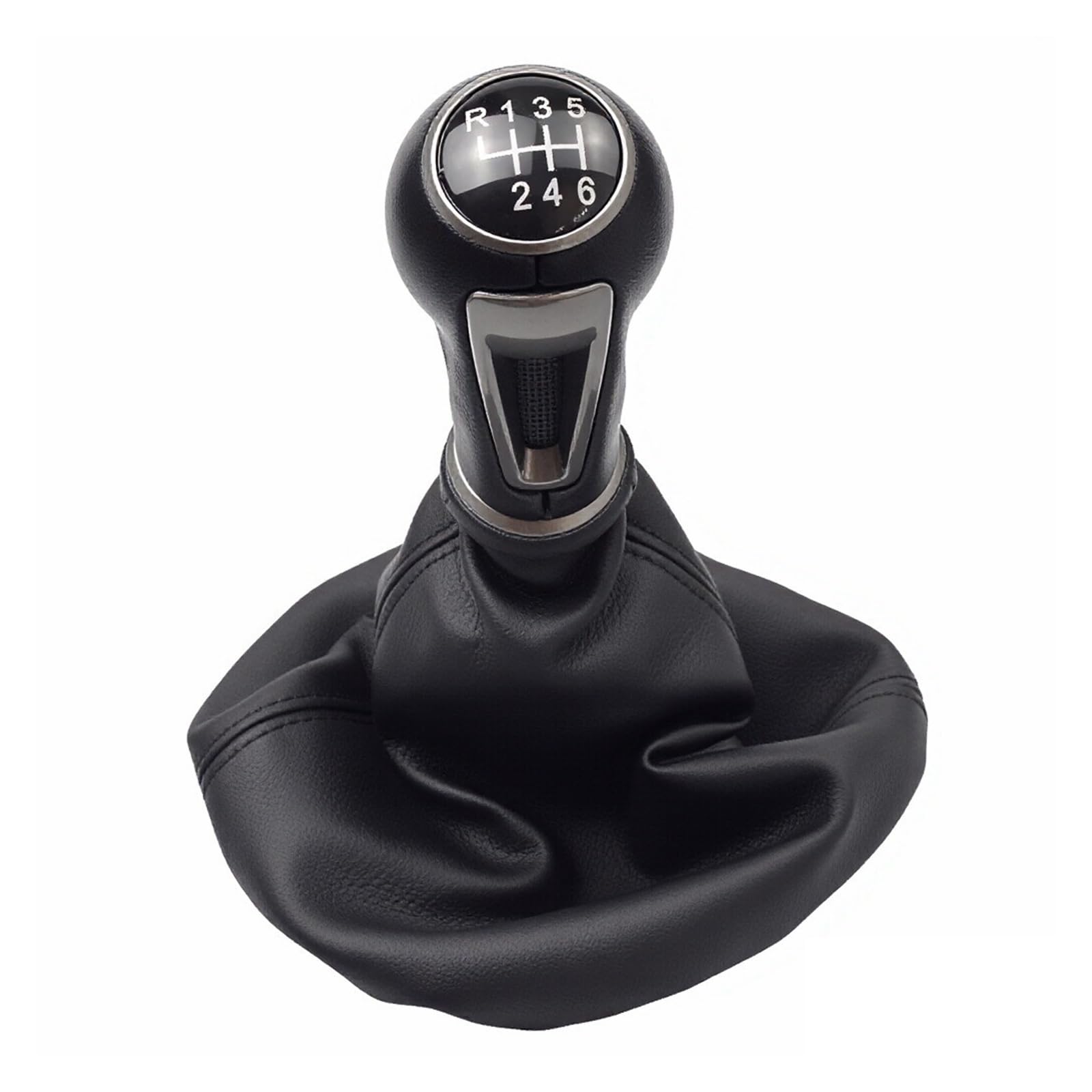 Qmtvfsrh R6- Speed Car Gear Shift Knob Manual 5/6 Speed Gear Shift Knob Gaiter Boot For Seat For Ibiza Iv Gear Stick Shifter Lever Handball Black Cover(R6- Speed)