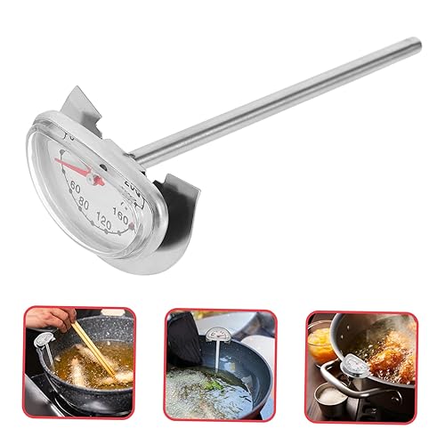 Miniatura 7 de Termómetro de acero inoxidable para freír profundo con soporte Medidor de temperatura preciso para cocinar, hornear y freír, amplio rango de